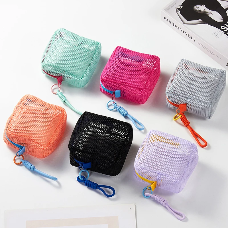 

Trendy Women Dopamine Colored Mesh Cosmetic Pouch Portable Toiletries Storage Case Makeup Organizer Bag