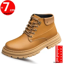 Men's Height Increasing Elevator Shoes with Insoles 7cm  Man Taller Heel Lift sole High Top Plus Size 37-48