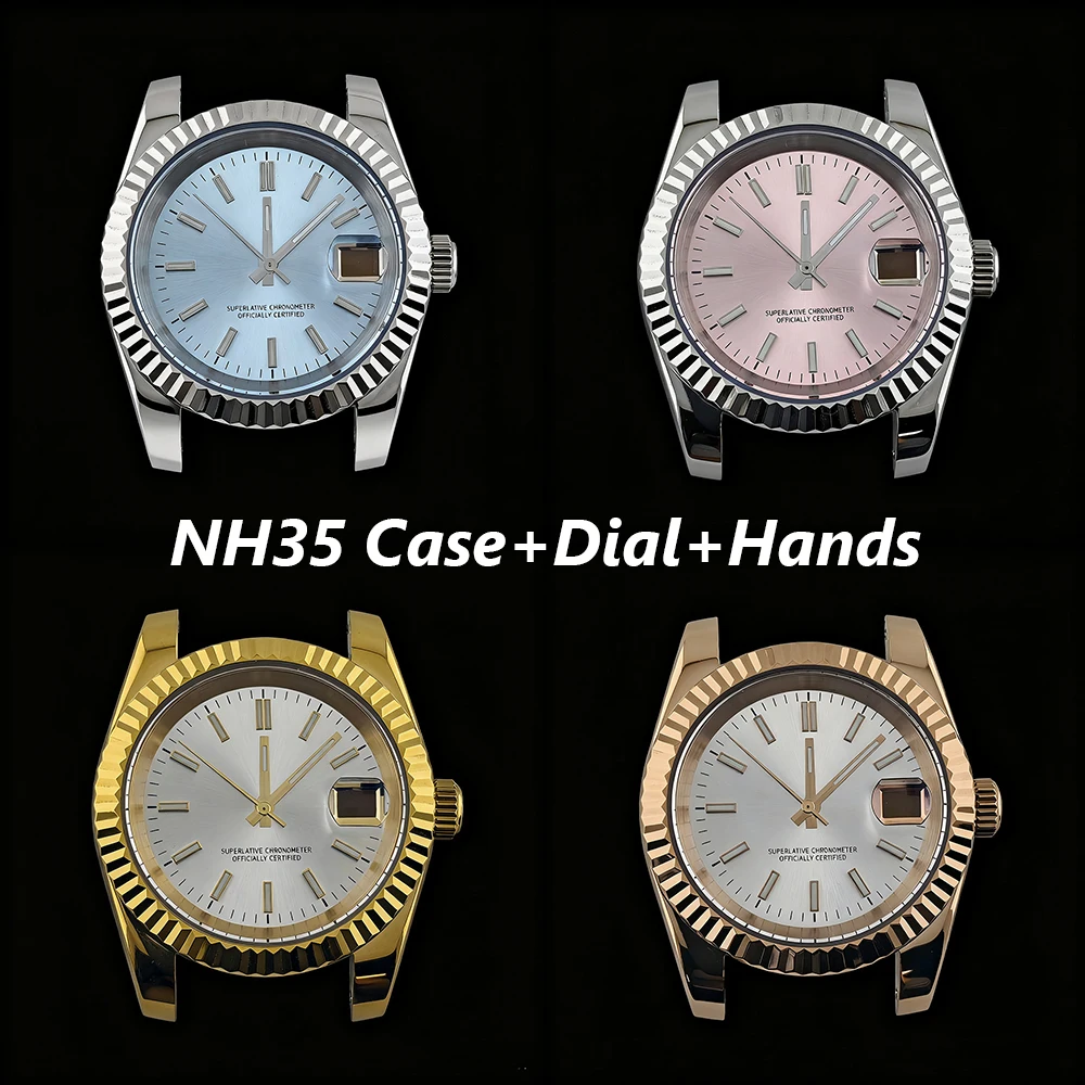 NH35 حافظة 36/39 مللي متر حافظة من الفولاذ المقاوم للصدأ ساعة أوتوماتيكية للرجال شعار مخصص الطلب مناسبة لملحقات ساعة الحركة NH35