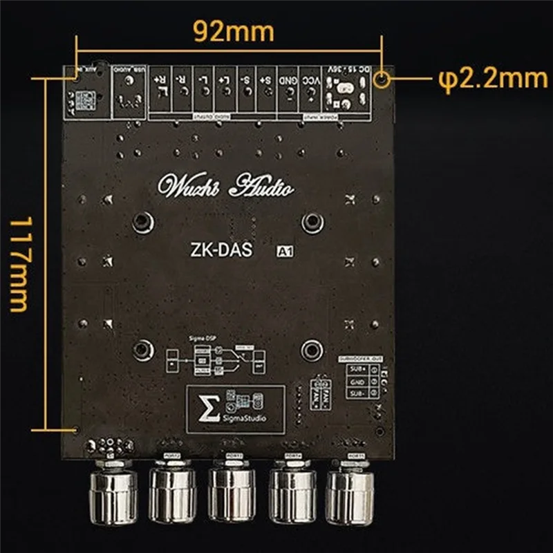 ZK-DAS A1 Bluetooth Amplifier Board Module 2X160w+220W TDA7498E+ADAU1701 With DSP Multifunction Convenience Module,B Durable-N34