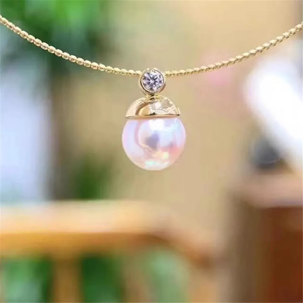 

DIY Pearl Accessories S925 Sterling Silver Pearl Pendant Empty Necklace Pendant Female Concealer Fit 9-12mm Oval D289