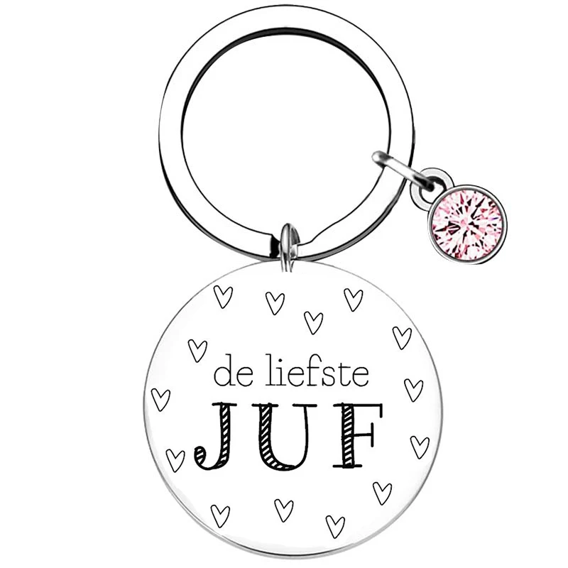 Dutch liefste juf Teacher Appreciation Week Keychain Teacher Birthday Key Rings Thank You Gift from Students Graduation Present