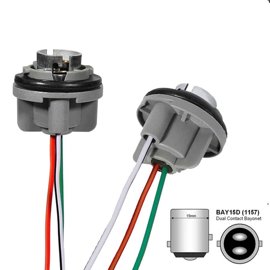 

High Qulaity 1Pair 1157 BAY15D P21/5W Adapter Holder Socket For Car Brake Lights Base Connect Wire