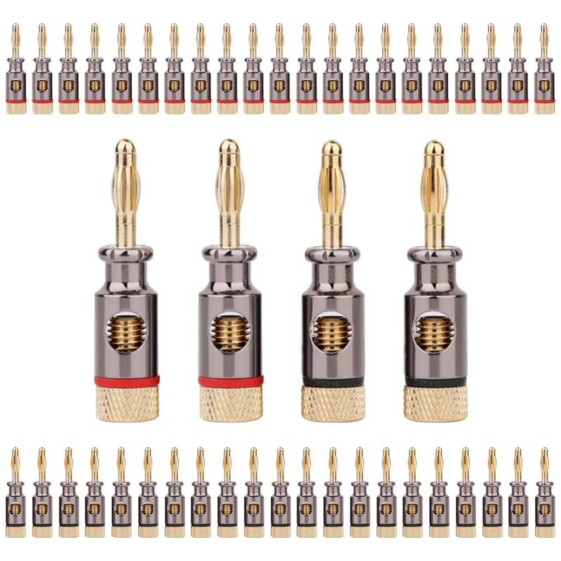 

8PCS 4mm Banana Plug Connector Speaker Adapter Audio Video Banana Connectors Speaker Gold Plated Brass