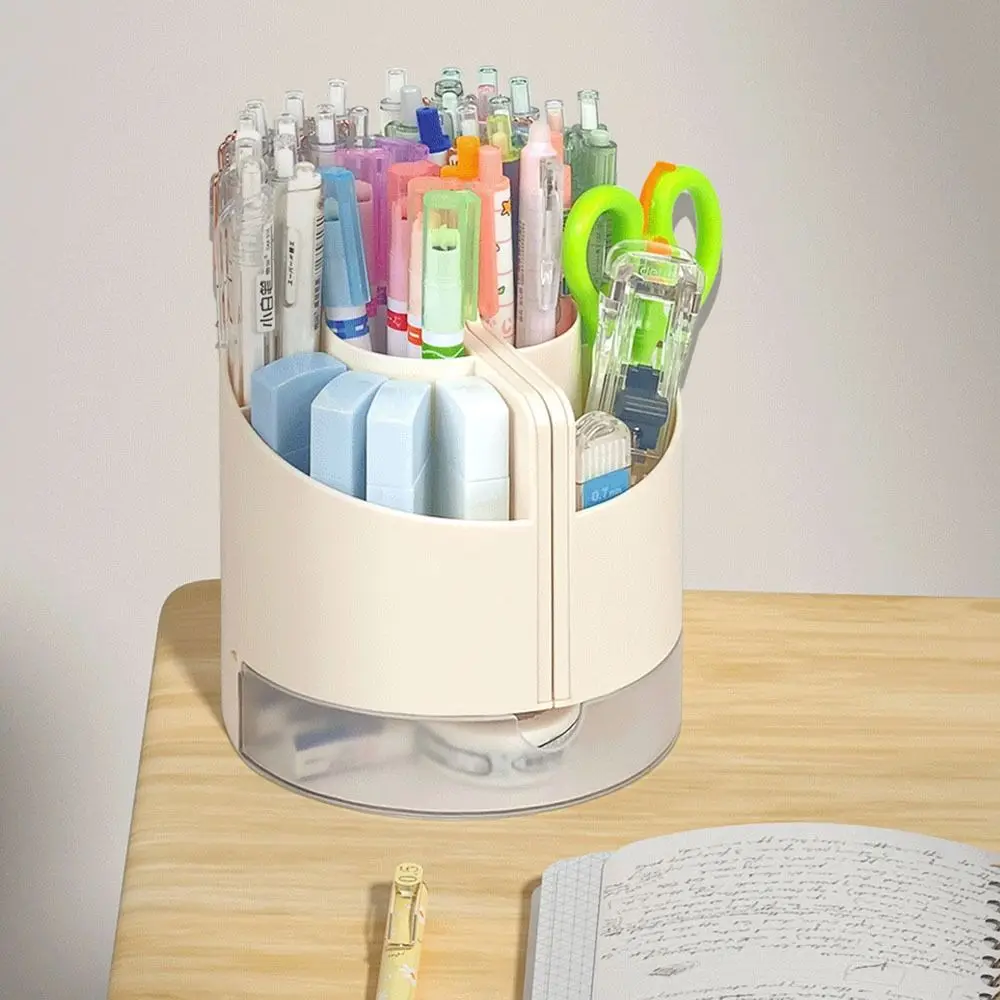 6 Compartments 4-in-1 Pen Holder Compact Multi-functional Pencil Storage Box Tabletop Storage Stylish Stationery Organizer
