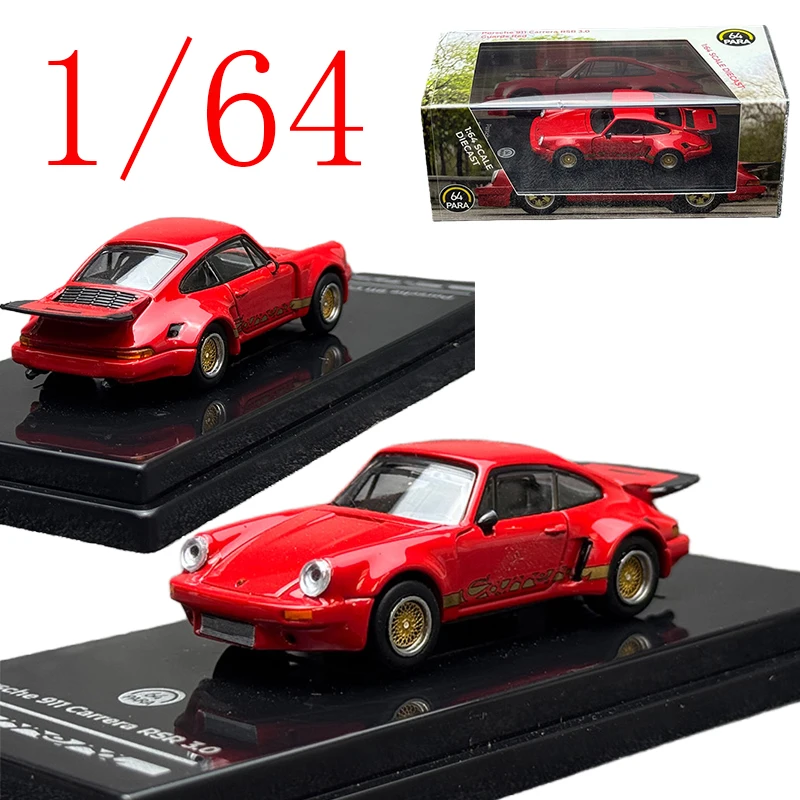 

PARA Литая под давлением модель автомобиля Porsche из сплава в масштабе 1/64 Porsche 911 Carrera RSR3.0 1974 Red Play Vehicles, игрушка для мальчика, подарок, оригинальная коробка