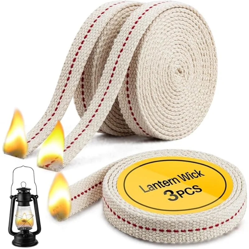 

Oil Lamp Wick-Lantern Wicks 3Rolls 1/2 Inch Flat Cotton Wicks with Genuine Red Stitch Replacement Oil Lamp Wick