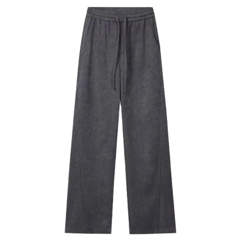 Thickened Fleece Lined Sporty Casual Pants Men's American Style Loose Fit Versatile Wide Leg Trousers for Daily Wear