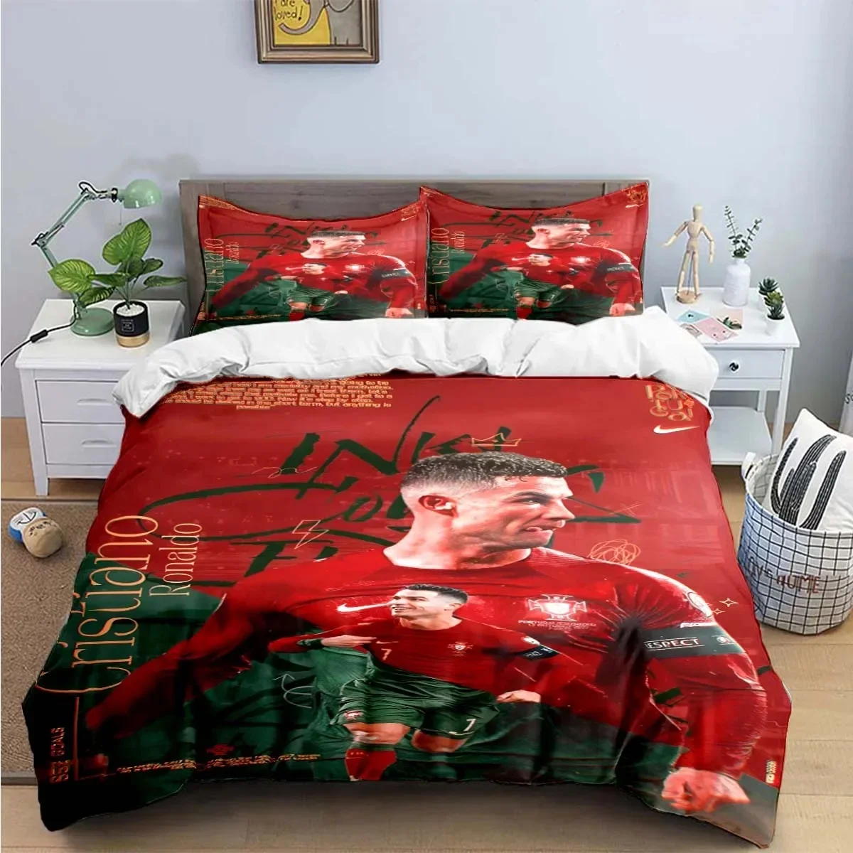 Cristiano Ronaldo-o Bedding Set Football Stars Duvet Cover Set with Pillowcases King Queen Twin Double Size Comforter cover set