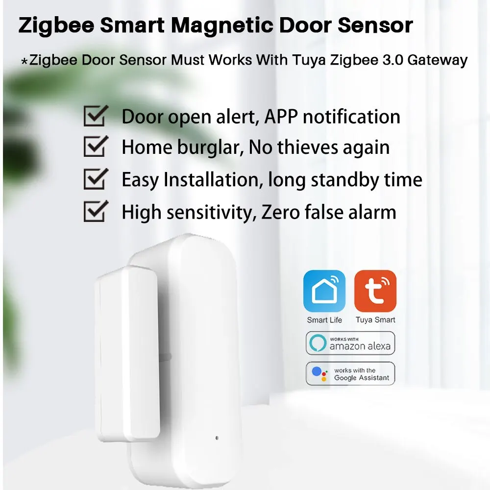 Tuya Smart Door Sensor Zigbee Door Window Open Closed Detector Smart Home Security Alarm System Smart Life APP Control