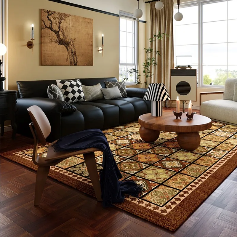 

Living Room Carpet High-end Large Area Simple Coffee Table Sofa Floor Mat American Retro Hairless Bedroom Bedside Rug Tapete 양탄자