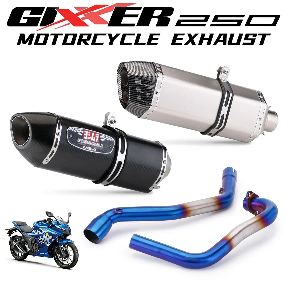 풀 시스템 오토바이 GP 배기 이스케이프, 스즈키 GIXXER 250 GIXXER250 SF250 수정 프론트 링크 파이프 탄소 머플러 DB 킬러