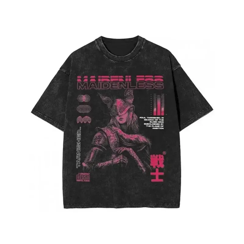 Men's retro pure water washed T-shirt, stylish and modern design, eye-catching and imaginative printing