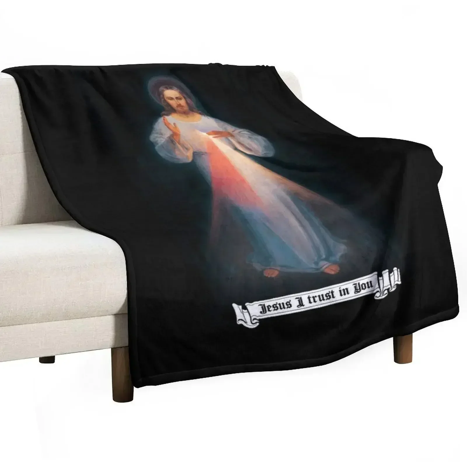 The Divine mercy image, catholic and Christian gifts, Jesus I trust in you Throw Blanket cosplay anime Winter beds Blankets