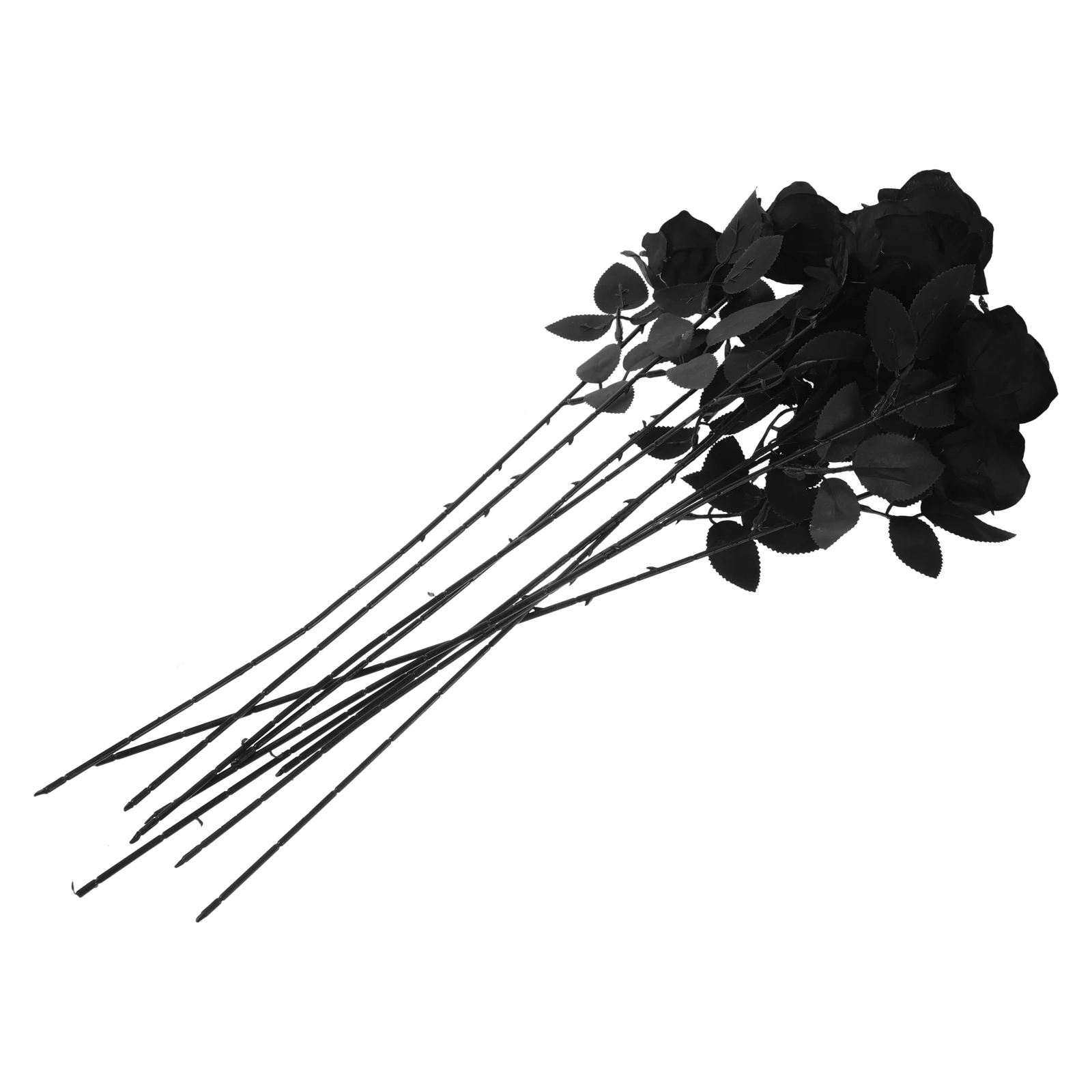 

10 Pcs All Black Roses Artificial for Decoration Bouquet Halloween Flowers Decorations