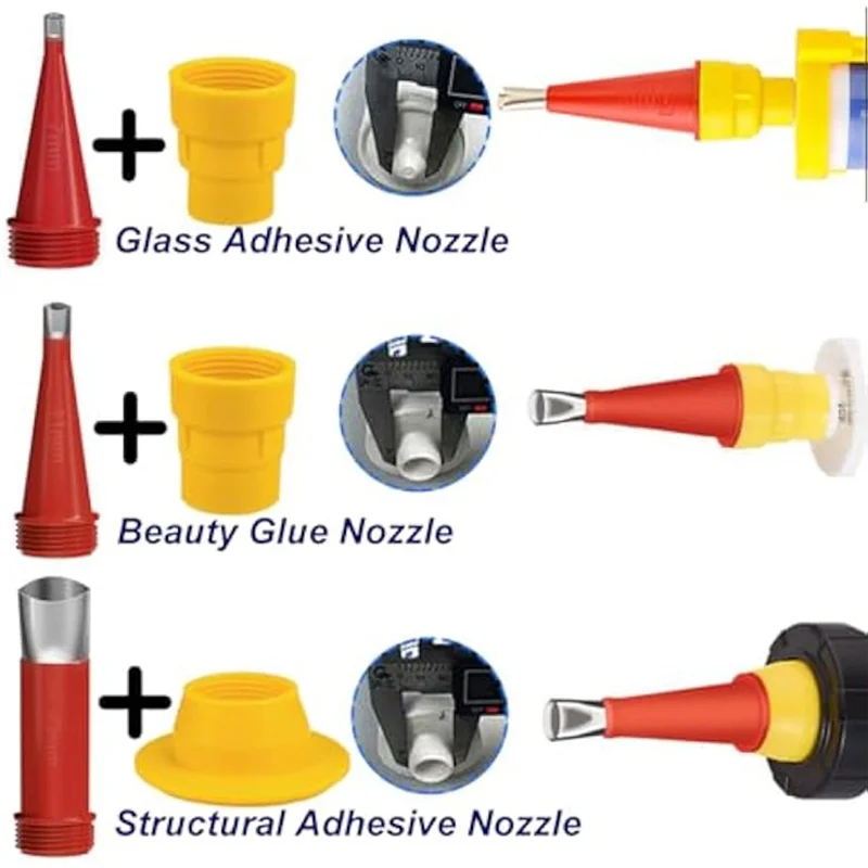 ABXF-Caulking Nozzle Tips Parts Stainless Steel With Connection Bases Replacement 30 Pieces