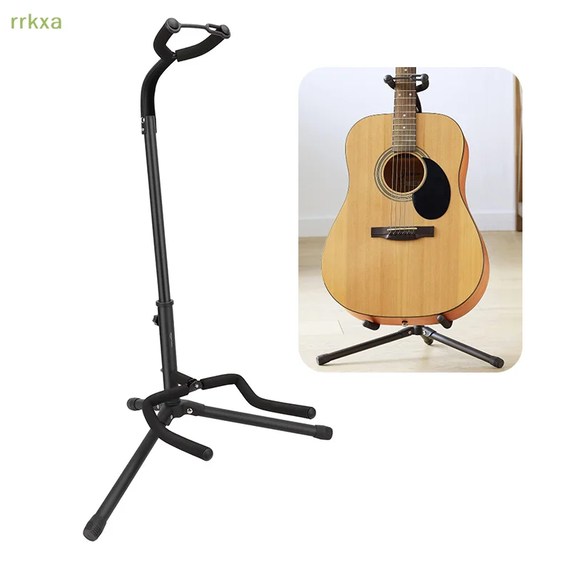 

Foldable Black Guitar Stand with Adjustable Height, Effortless set up for Acoustic, Electric, Bass Guitars and Banjos