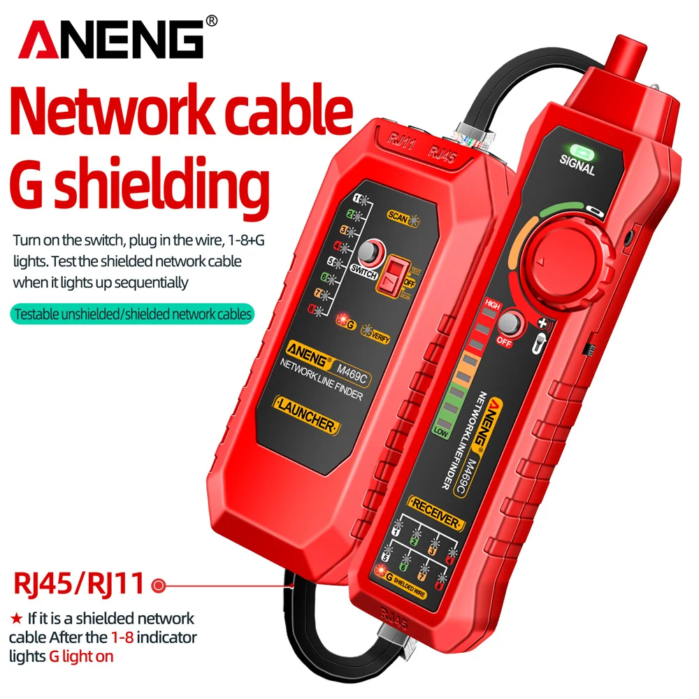 

ANENG M469C Multifunction Smart Network Cable Finder RJ45 RJ11 LAN Cable Tester Finder Wire Tracker Receiver Network Repair Tool