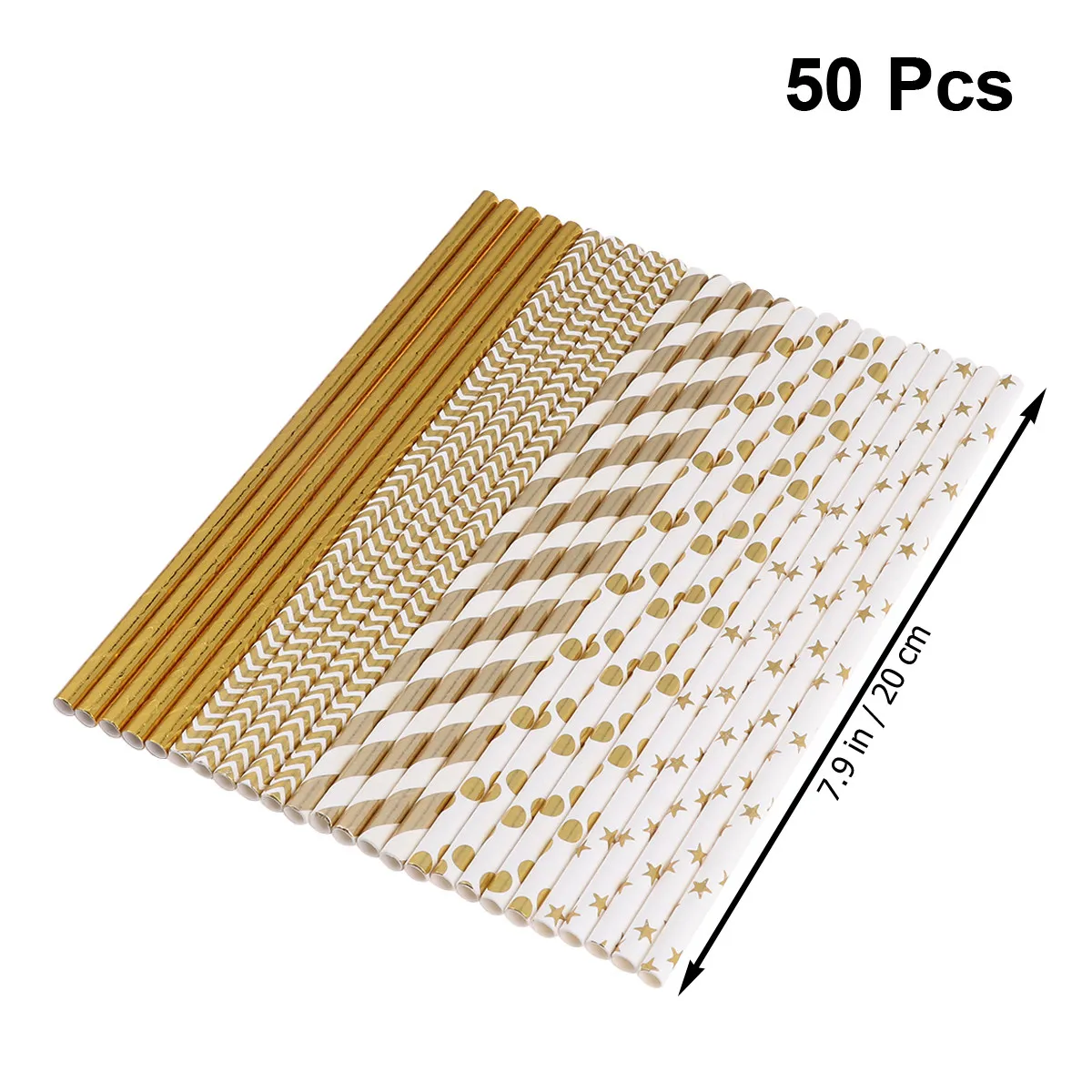 50Pcs Shiny Glitter Paper Straws Biodegradable Environment Friendly Wide Long Disposable Straws for Daily Drinks Parties Tea