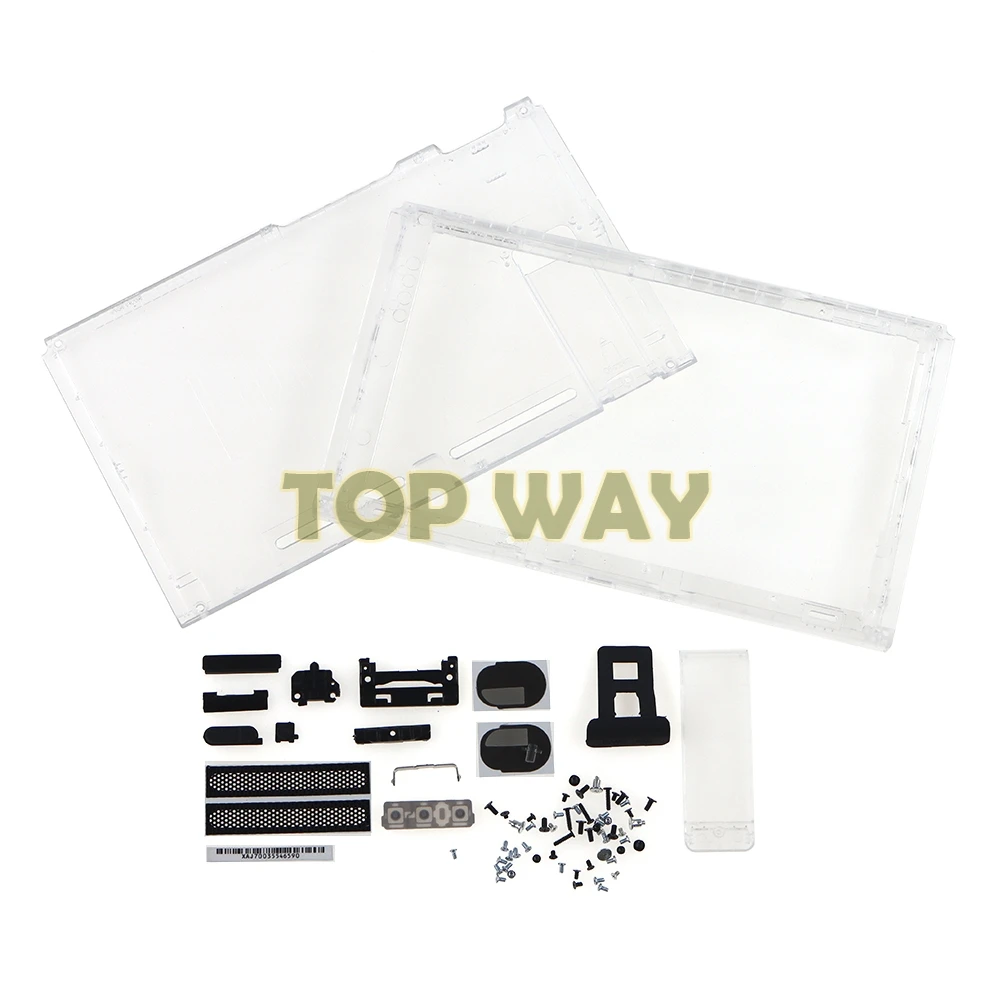 5 conjuntos para ns switch substituição habitação caso escudo placa frontal caso com botões transparentes cores claras