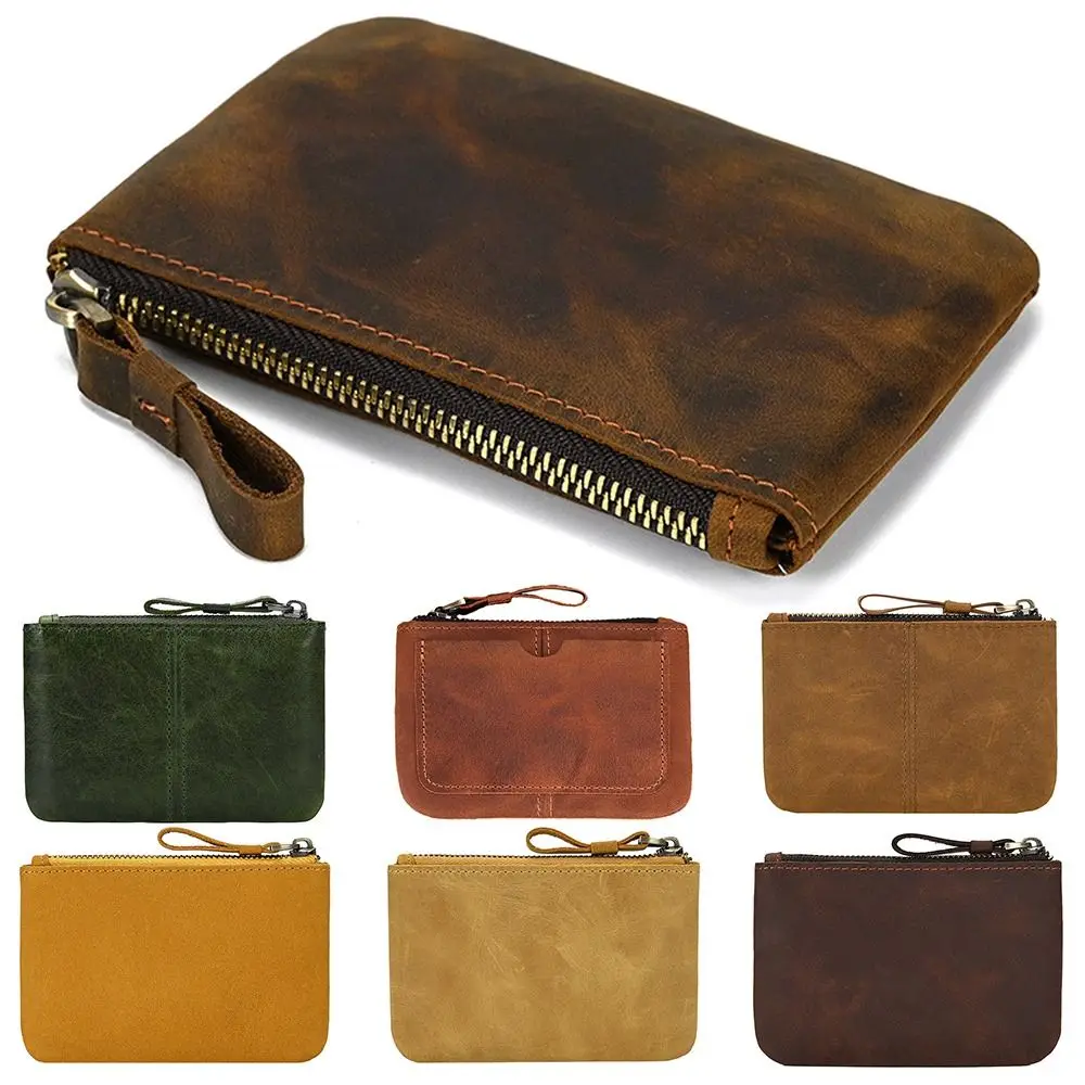 

Mini Coin Card Holder Fashion Genuine Leather Short Zipper Coin Wallet Change Purse Gifts