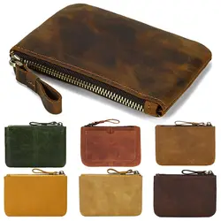 Mini Coin Card Holder Fashion Genuine Leather Short Zipper Coin Wallet Change Purse Gifts