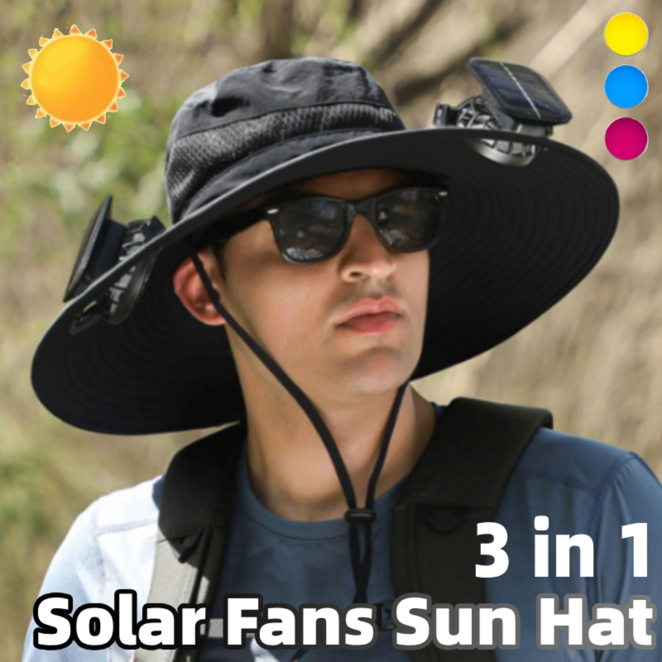 

Sun Hats With Solar Fans Anti-UV Cooling Fan Hats For Women Men Cap Summer Beach Outing Fisherman Sun Cap Wide Brim Bucket Hats