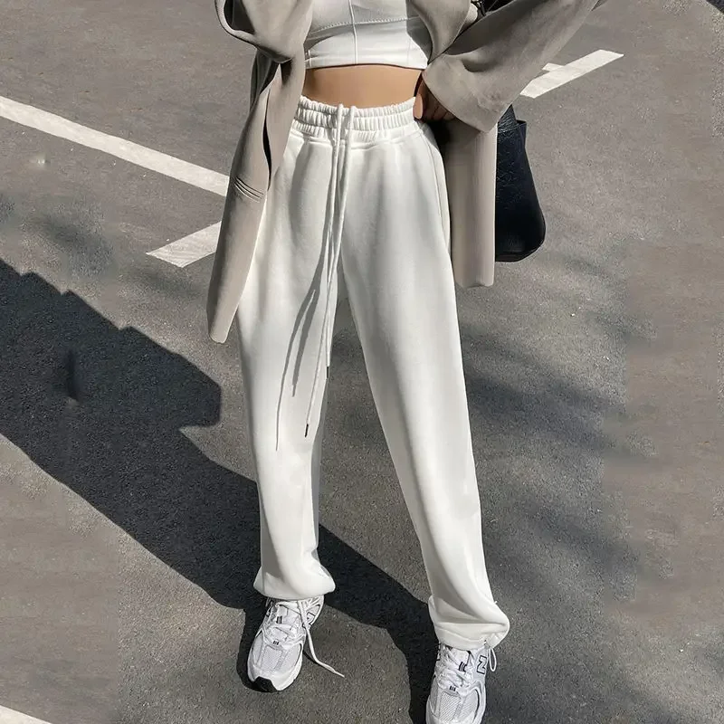 Deeptown Baggy Sports Sweatpants Woman Oversize Casual Jogger Korean Fashion Loose Pants America Jogging White Straight Trousers