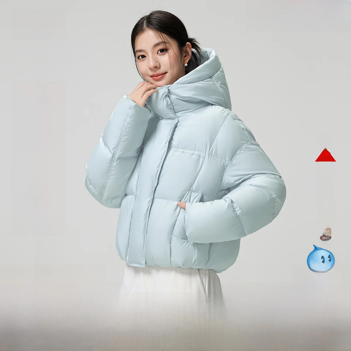 

Новая женская утепленная куртка-пуховик Snowy Flight 2024 Spring с капюшоном, корейский стиль, теплая верхняя одежда