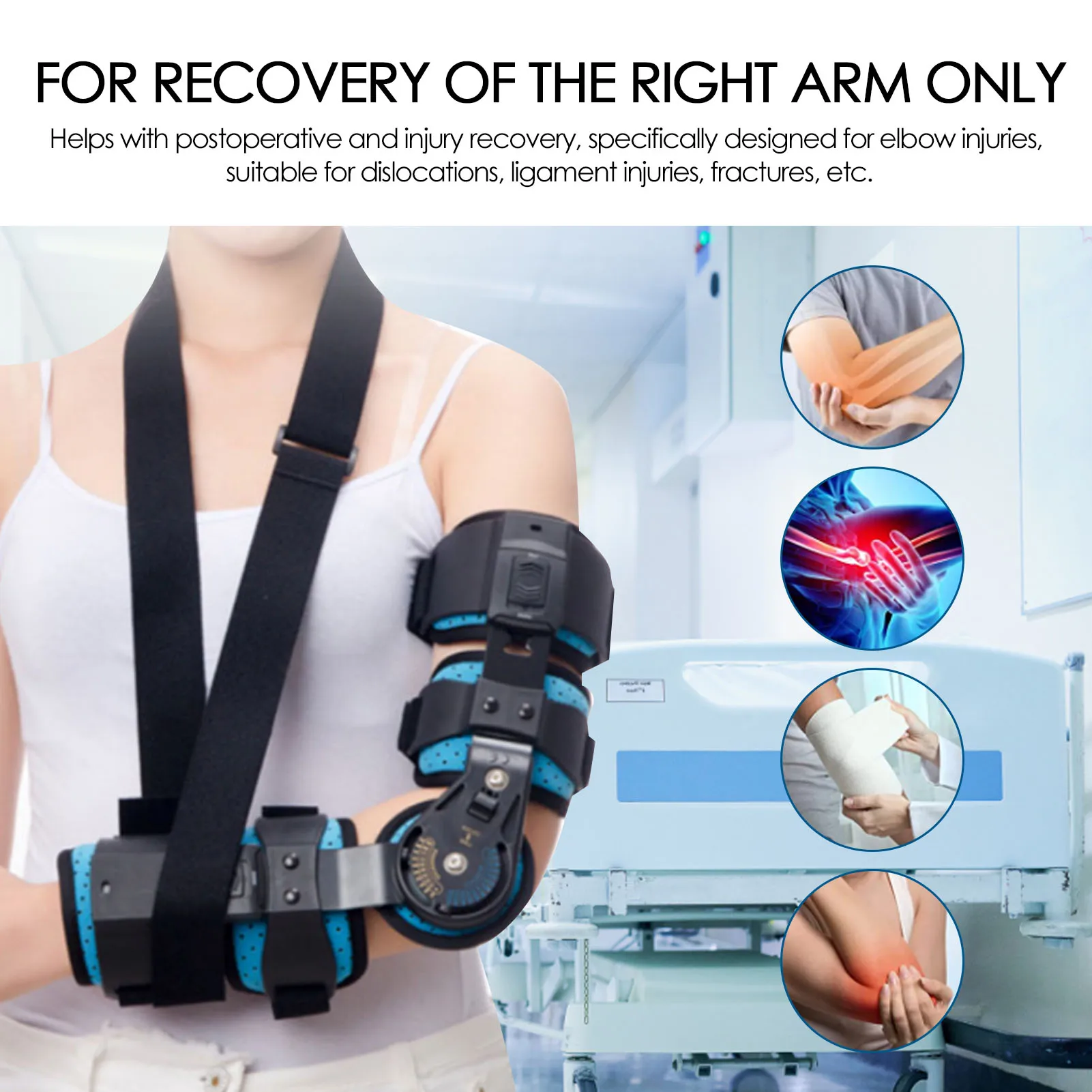 Adjustable Elbow Brace Fixation Sling Orthosis Protector Recovery Support for Right Arm Elbow Fixation Elbow Support Elbow Brace