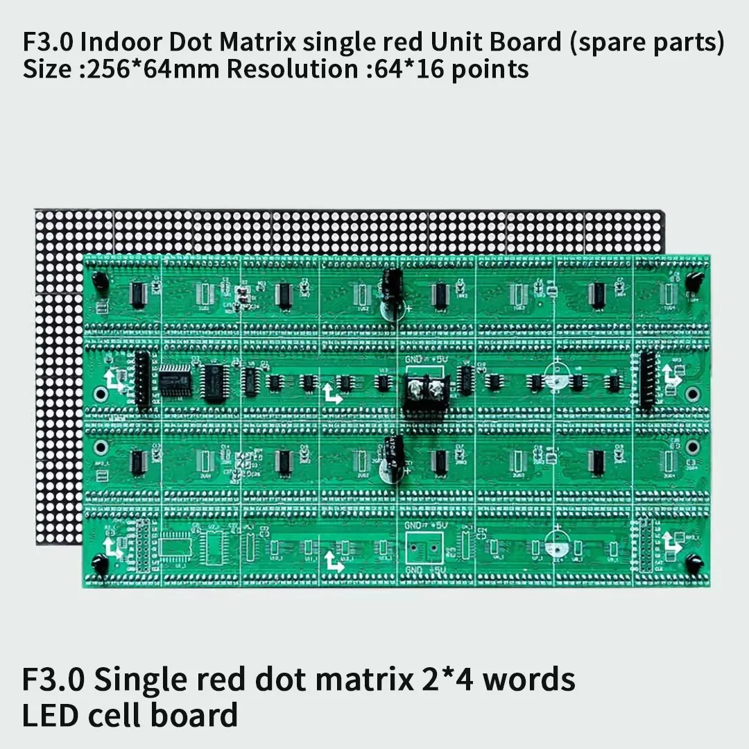 Display a LED per interni con modulo display rosso a matrice di punti F3.0 da 256 * 128 mm 64 * 32 pixel per installare lo schermo LED