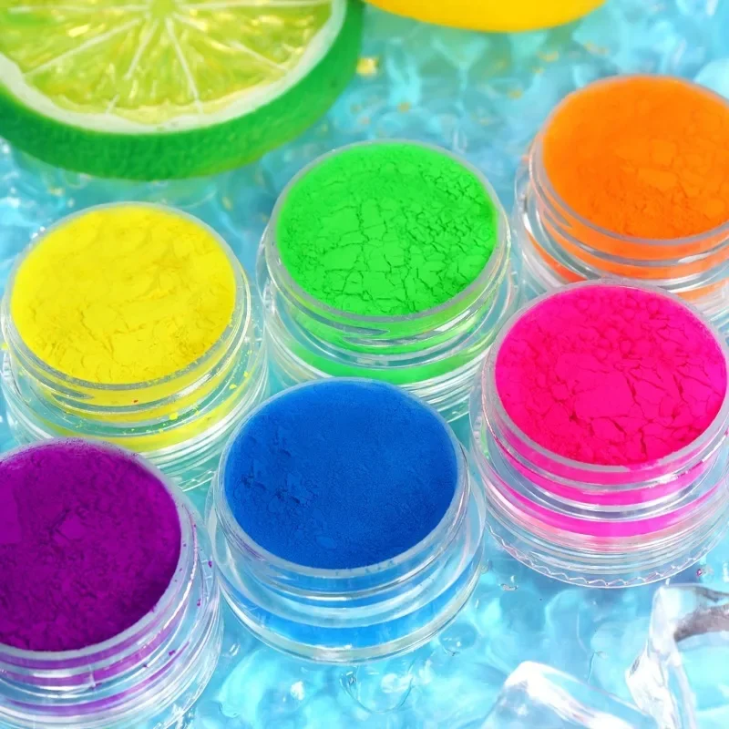 6 neonowe kolory zestaw proszek do zanurzania, fluorescencyjny chromowany farba do dekoracji paznokci, kolorowy gradient, bezwonny, DIY zdobienie
