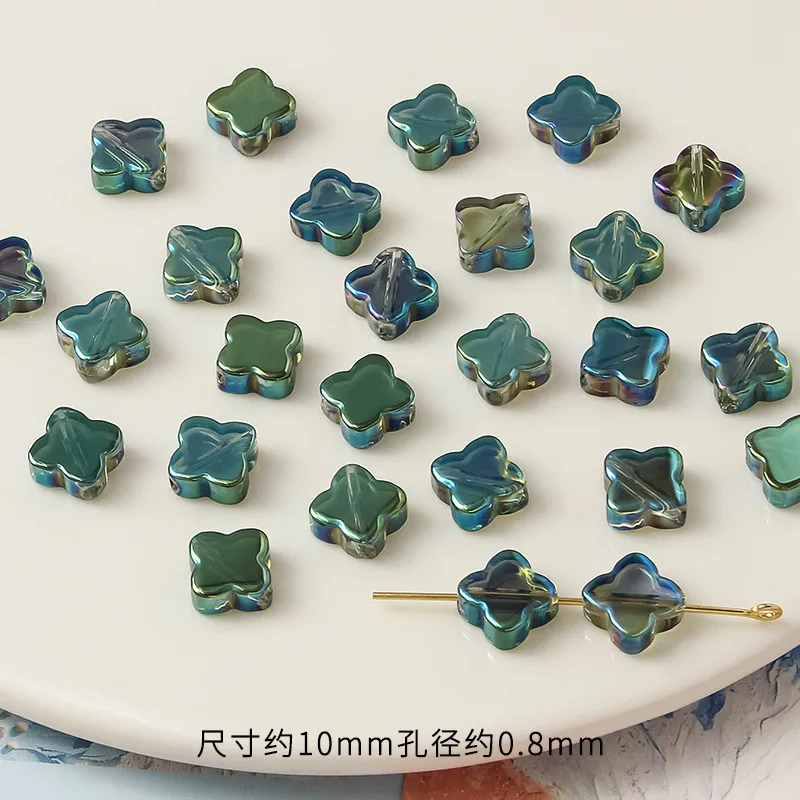 20pcs/lot Four-Leaf Clover 10MM Mixing Color Glass Loose Beads Charms For DIY Earring/Necklace/Jewelry Making Findings Accessory