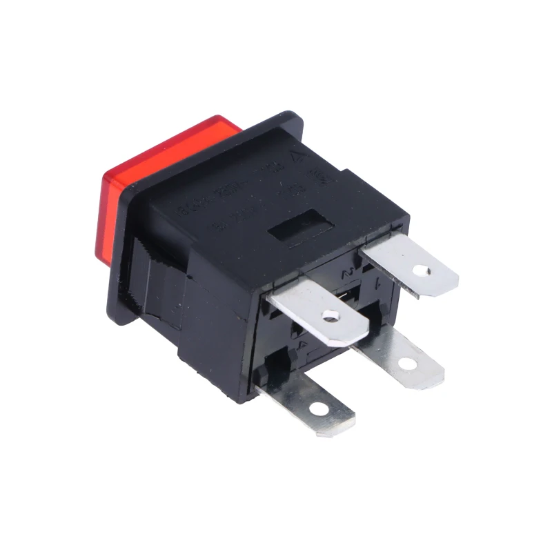 16A 4 Pins Locked Push Button Electrical Rocker Switch With LED Light Red Heater Touch Switch 250V PS-23-16