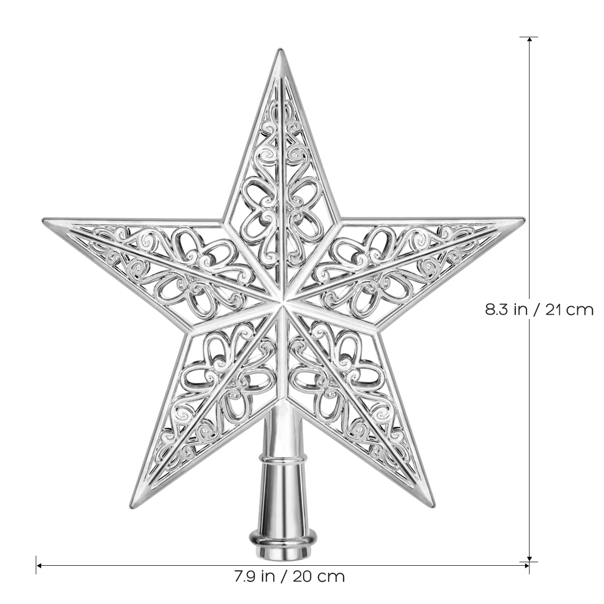 Tinksky uitgeholde kerstboom Sparkle Star glinsterende hangende kerstboomtopper decoratie ornamenten woondecoratie (zilver)