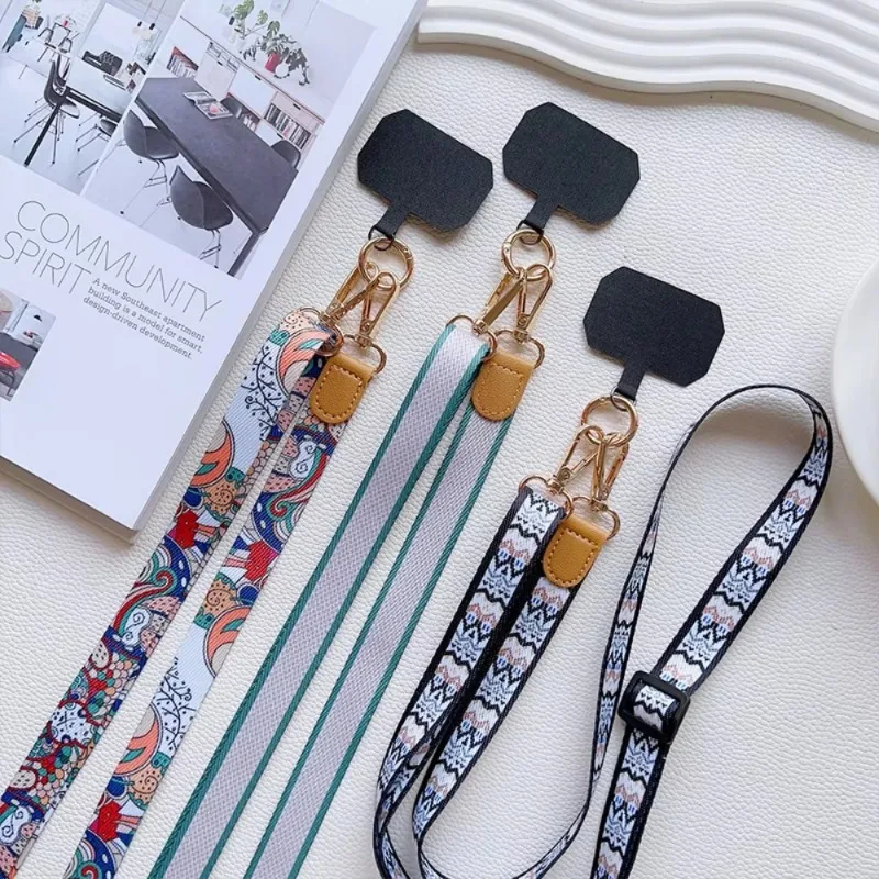 Trendy Nylon Phone Lanyard Adjustable Crossbody Lanyard Pendant Band Shoulder Cord Anti-theft Mobile Rope Hanging Decoration