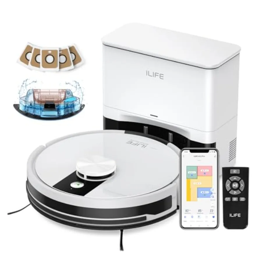 A12 Pro Robot Vacuum and Mop Combo with Self-Emptying Station for 60 Days LiDAR Navigation Home Mapping No-Go Zones 2.4G WiFi/A