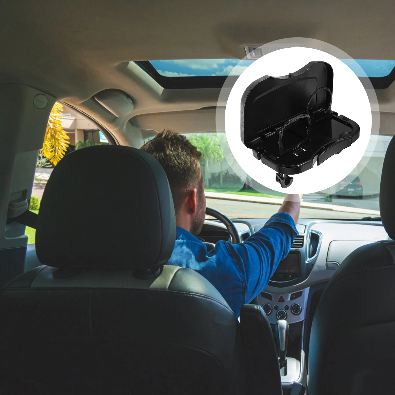 

Car Meal Tray Kids Seat Table Cup Holder Rack Bottle Storage Travel Trays Non Slip Surface Sturdy Durable Portable Foldable Car