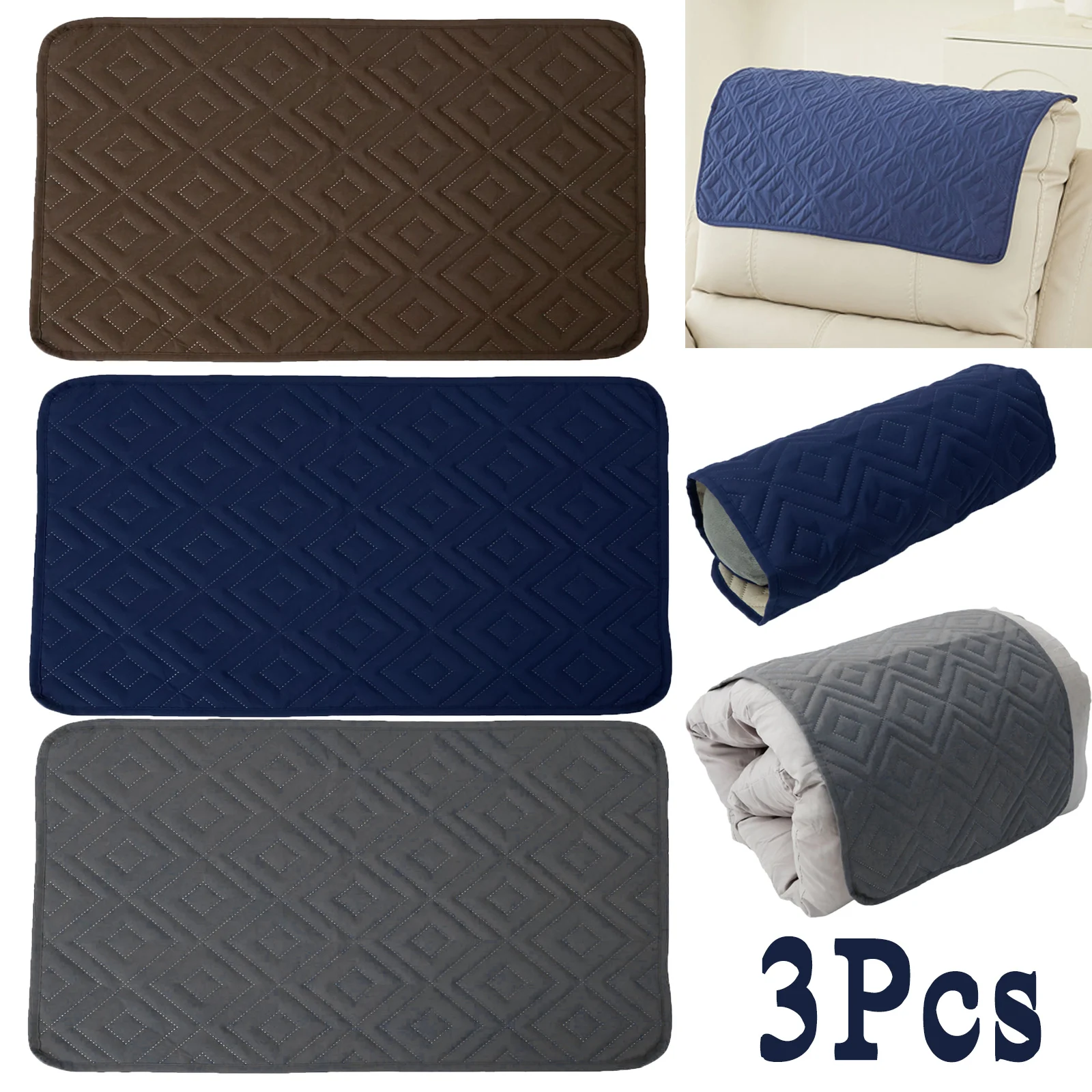 

3Pcs Sofa Cover Recliner Headrest Protector Polyester Anti Slip Sofa Armchair Covers Wear Resistant Slipcovers Home Decorative