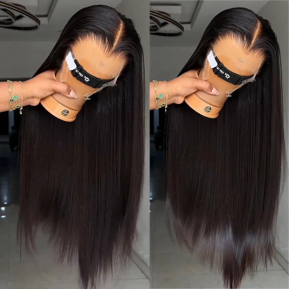 36 Inch 400 Density Bone Straight 100% Real HD Lace Frontal Wig Human Hair Wig 9x6 HD Transparent Lace Frontal Wig Ready To Wear