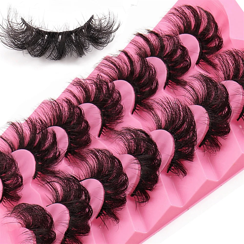 7 Pairs 3D Mink Lashes Bulk Russian Volume Fluffy Natural False Eyelashes Thick Dramatic Mink Eyelashes