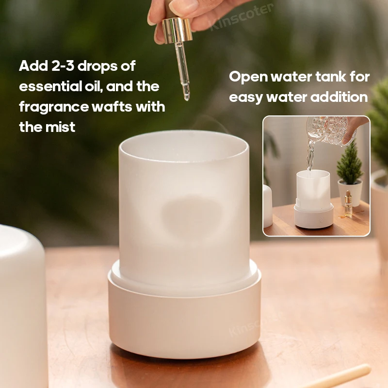 KINSCOTER Essential Oil Aromatherapy Diffuser Desktop Mini Air Humidifier Ultrasonic Sprayer with RGB Colorful Night Light
