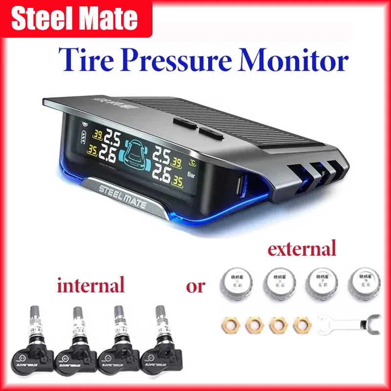 Steel Mate Car TPMS Tire Pressure Monitoring system Built-in External X1+ Solar Energy Detection High-Precision Tire Inspection