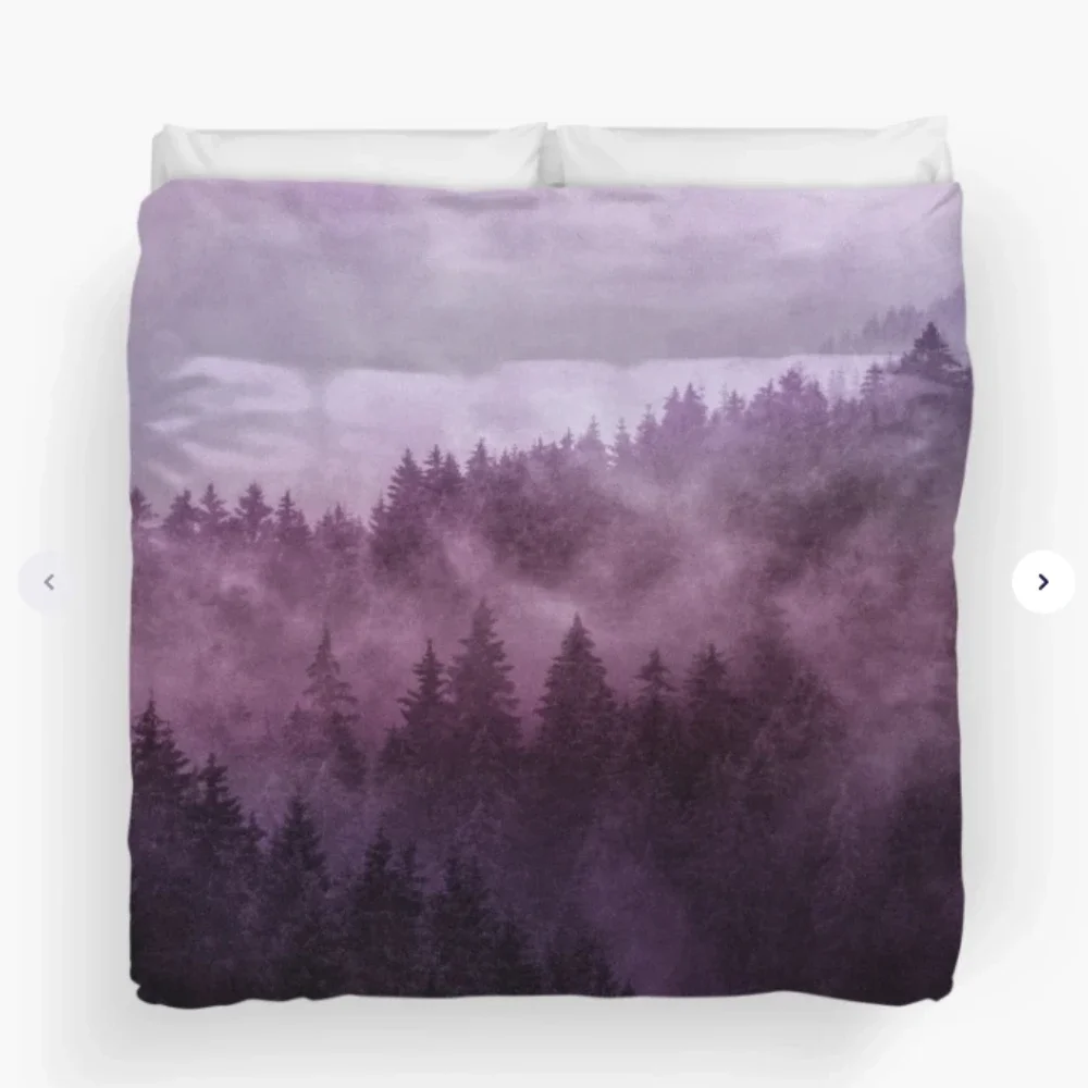 

Классический рисунок тушью, постельное белье, пододеяльник для градиентного лесного декора спальни, удобный и мягкий пододеяльник