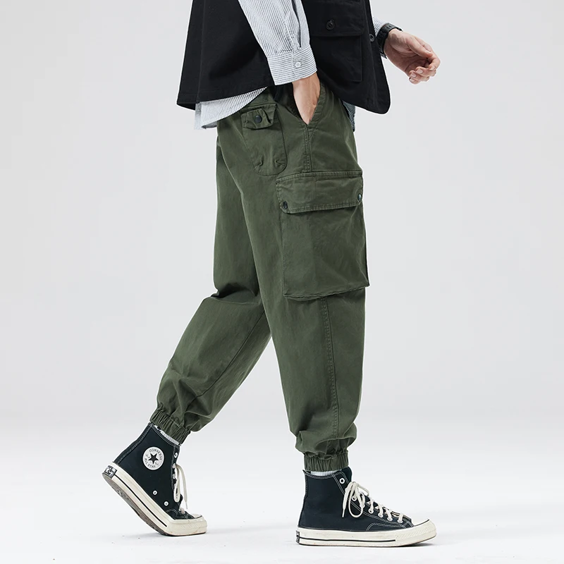 

2026, весенне-осенне-зимние новые брюки-карго с несколькими карманами для мужчин, одежда, удобные хлопковые модные мужские брюки