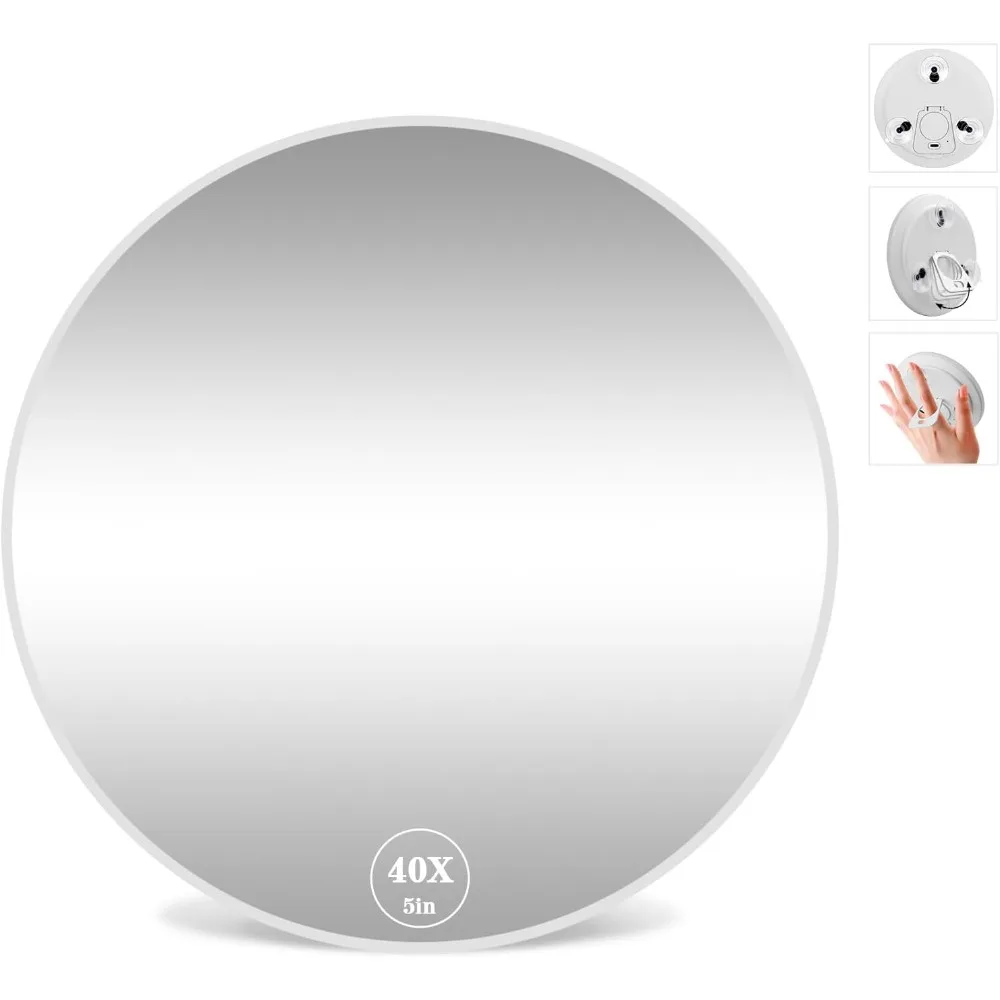

Makeup Mirror, 40X Magnifying, 5inch Handheld Travel Magnifying Mirror, with 3 Suction Cups Easy Mounting, Makeup Mirror