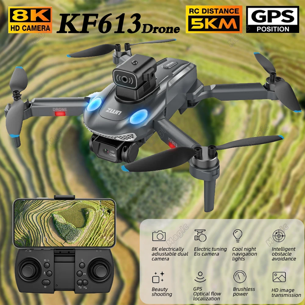 New KF613 Drone 8K Professional HD with Camera GPS Obstacle Avoidance FPV Quadcopter Brushless Motor 5G WIFI Remote Control Flyi