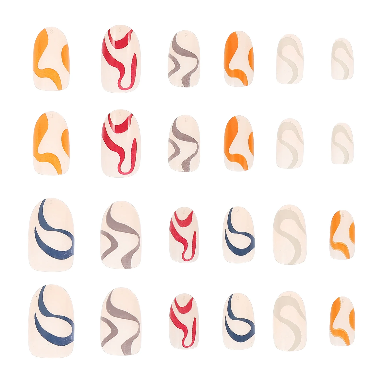 

1 Box Of Press On Nails Full Cover Fingernails Artificial Nail Tips For Christmas Party Diy Manicure Colorful Line Fake Nails