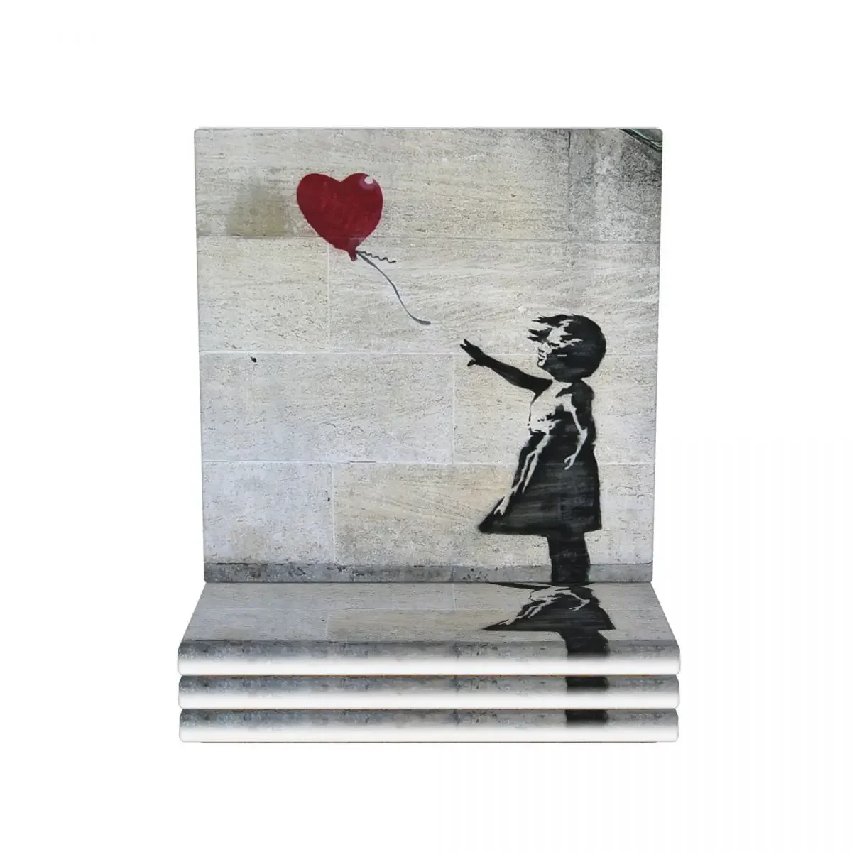 Banksy Girl With A Red Balloon Coasters Ceramics Baking Mat Decoration And Accessories For Kitchen Dining Table Mat Coffee Mat