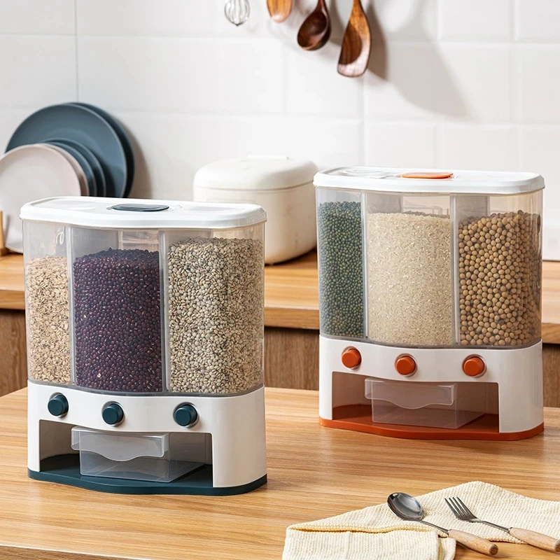 

Kitchen Legumes Dispenser Wall-Mounted Rice Cereal Storage ContainerFood Dispenser Kitchen Food Storage Container Sealed Tanks